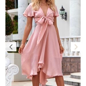 Billy Jealousy Pink Midi Dress with Front Tie